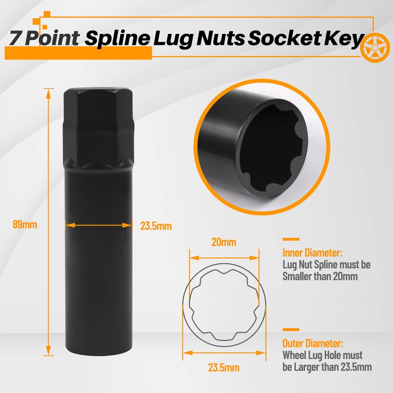 MIKKUPPA 2PCS 6 Spline 7 Spline Lug Nut Key Set  Spline Lug Nut Socket  SAE/Metric Wheel Lock Removal Tool Kit for Installation and Removal of Lug Nuts on Aftermarket Wheels - Image 3